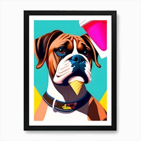 Boxer Dog With Ice Cream 1 Art Print
