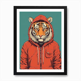 Tiger Illustrations Wearing An Orange Jacket 2 Art Print