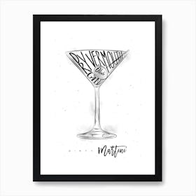 Dirty Martini White Background Art Print