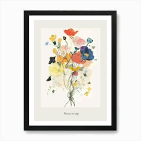 Buttercup Collage Flower Bouquet Poster Art Print