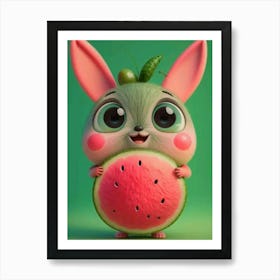 Watermelon Bunny- kids Art Print