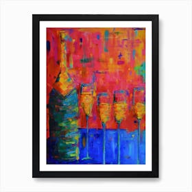 Prosecco Bottle And Glasses Art Print