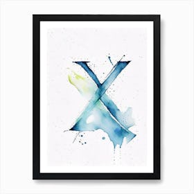 X, Letter, Alphabet Minimalist Watercolour 3 Art Print