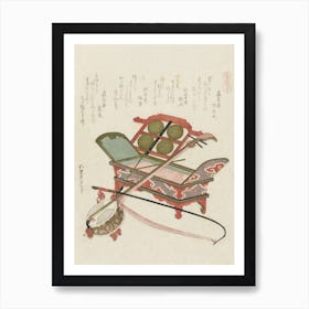 Musical Instruments, Katsushika Hokusai Art Print