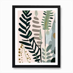 Lady Fern Wildflower Modern Muted Colours 2 Art Print