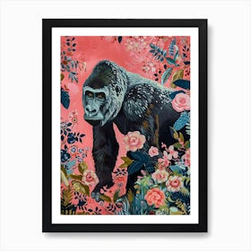 Floral Animal Painting Gorilla 1 Art Print