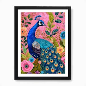 Floral Folky Peacock  1 Art Print