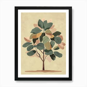 Chestnut Tree Minimal Japandi Illustration 2 Art Print