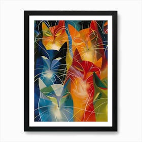 Cats In A Row Art Print