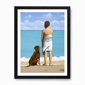 Woman with Dog Art Print