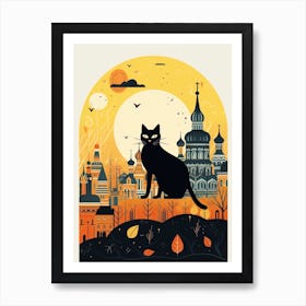 Moscow, Russia Skyline With A Cat 0 Art Print