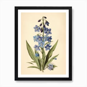 Farmhouse Flower Vintage In Blue Art Print