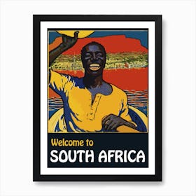 Welcome To South Africa, Happy Man On A Boat Art Print