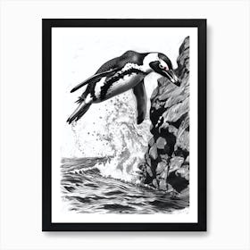 King Penguin Diving Into The Water 4 Art Print