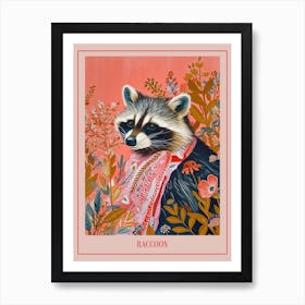 Floral Animal Painting Raccoon 1 Poster Art Print