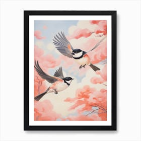Vintage Japanese Inspired Bird Print Carolina Chickadee 3 Art Print