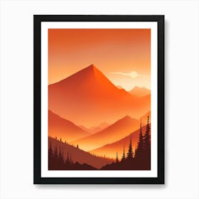 Misty Mountains Vertical Composition In Orange Tone 330 Art Print