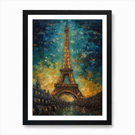 Eiffel Tower Paris France Vincent Van Gogh Style 23 Art Print