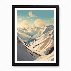 Les 3 Vallees   France, Ski Resort Illustration 3 Simple Style Art Print
