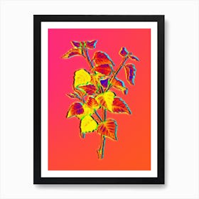 Neon Silver Birch Botanical in Hot Pink and Electric Blue Art Print