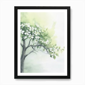 Dogwood Tree Atmospheric Watercolour Painting 2 Art Print