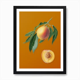 Vintage Peach Botanical on Sunset Orange n.0407 Art Print