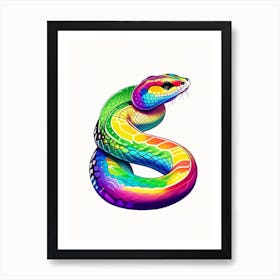 Brazilian Rainbow Boa Tattoo Style Art Print