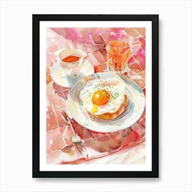 Pink Breakfast Food Eggs Benedict 4 Art Print