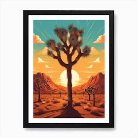  Retro Illustration Of A Joshua Trees At Dawn In Desert 2 Art Print