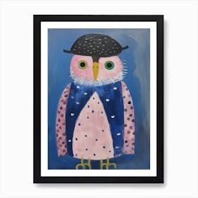 Playful Illustration Of Owl For Kids Room 4 Art Print