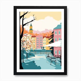Tampere, Finland, Flat Pastels Tones Illustration 3 Art Print
