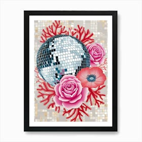 Disco Ball And Roses 1 Art Print