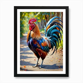 Colorful Rooster Art Print