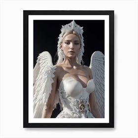 Angel Lady, Angel Wings, Greek Goddess, Aesthetic Art, Portrait Art, Ai Generated Art Vol.8 Art Print