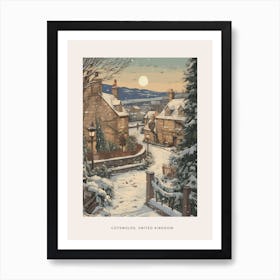 Vintage Winter Poster Cotswolds United Kingdom 4 Art Print