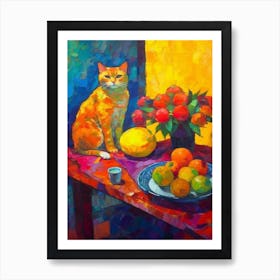 Marigold With A Cat 3 Fauvist Style Painting Art Print