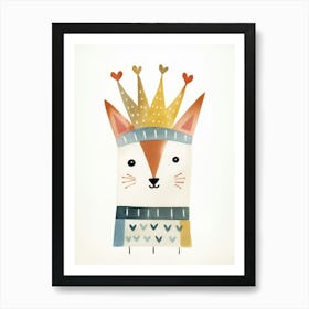 Little Fox 2 Wearing A Crown Art Print