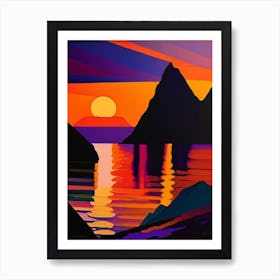 Rocky River Geometric Sunset Art Print