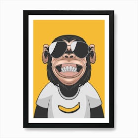 Happy Monkey In Sunglasses Art Print