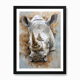 Watercolour Rhino 3 Art Print