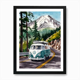 Vw Bus On The Road Art Print