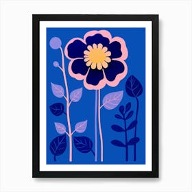 Blue Flower Illustration Portulaca 1 Art Print