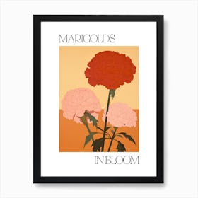 Marigolds In Bloom Flowers Bold Illustration 4 Art Print