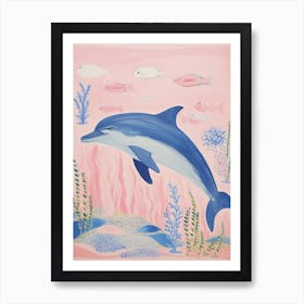 Playful Illustration Of Dolphin For Kids Room 4 Art Print