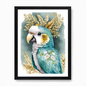 Floral Cute Parrot Watercolor (6) Art Print