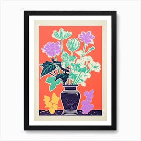 Colourful Bouquet Of Flowers In Risograph Style 3 Art Print