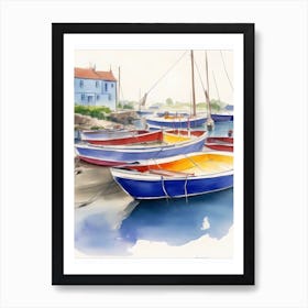 Boats in the Village Harbour Art Print