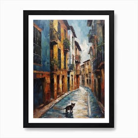 Painting Of A Street In Buenos Aires With A Cat 3 Impressionism Art Print