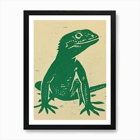 Forest Green Anoles Lizard Bold Block Colour 4 Art Print