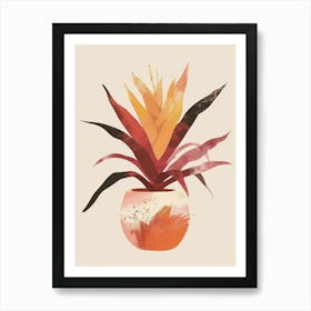 Bromeliad Plant Minimalist Illustration 4 Art Print